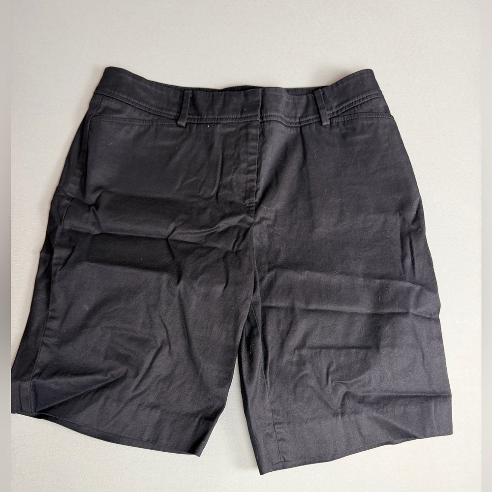 Talbots Perfect Shorts 10 Petite Black Womens Cotton Stretch